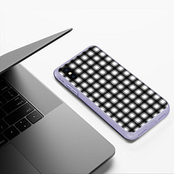 Чехол iPhone XS Max матовый Black and white trendy checkered pattern, цвет: 3D-светло-сиреневый — фото 2