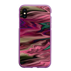 Чехол iPhone XS Max матовый Абстрактный размытый узор в розово-зеленых цветах, цвет: 3D-фиолетовый