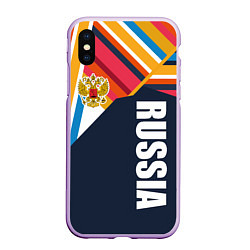 Чехол iPhone XS Max матовый RUSSIA - RETRO COLORS, цвет: 3D-сиреневый