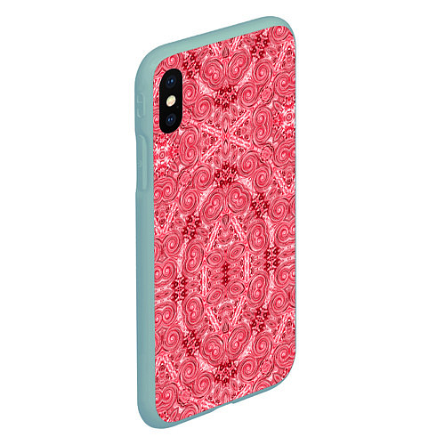 Чехол iPhone XS Max матовый Red ornament Arabic / 3D-Мятный – фото 2