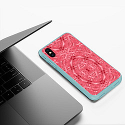 Чехол iPhone XS Max матовый Red ornament Arabic, цвет: 3D-мятный — фото 2