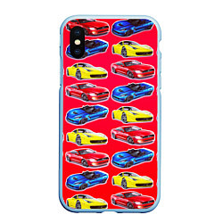 Чехол iPhone XS Max матовый Спортивные машины, цвет: 3D-голубой