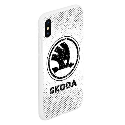 Чехол iPhone XS Max матовый Skoda с потертостями на светлом фоне / 3D-Белый – фото 2