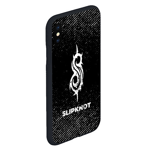 Чехол iPhone XS Max матовый Slipknot с потертостями на темном фоне / 3D-Черный – фото 2