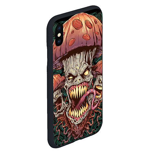 Чехол iPhone XS Max матовый Злые грибы монстры / 3D-Черный – фото 2