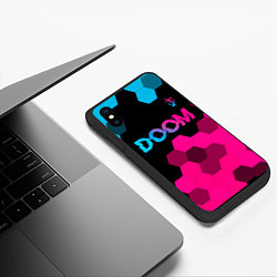 Чехол iPhone XS Max матовый Doom Neon Gradient, цвет: 3D-черный — фото 2