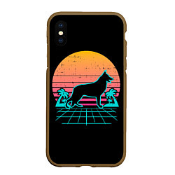 Чехол iPhone XS Max матовый Ретро Волк, цвет: 3D-коричневый