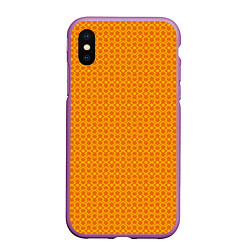 Чехол iPhone XS Max матовый Оранжевые классические узоры, цвет: 3D-фиолетовый