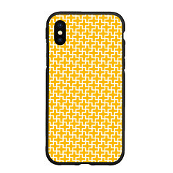 Чехол iPhone XS Max матовый Белые крестики на желтом фоне, цвет: 3D-черный