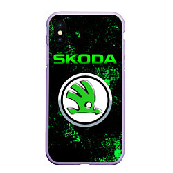 Чехол iPhone XS Max матовый SKODA - ЗЕЛЕНЫЕ БРЫЗГИ