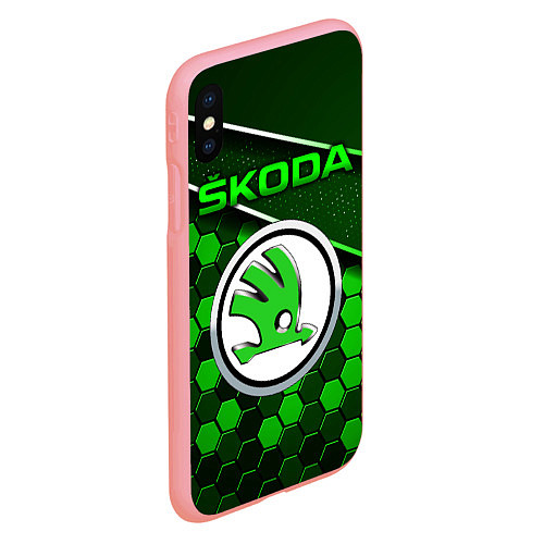 Чехол iPhone XS Max матовый ШКОДА - Зеленая техно броня / 3D-Баблгам – фото 2