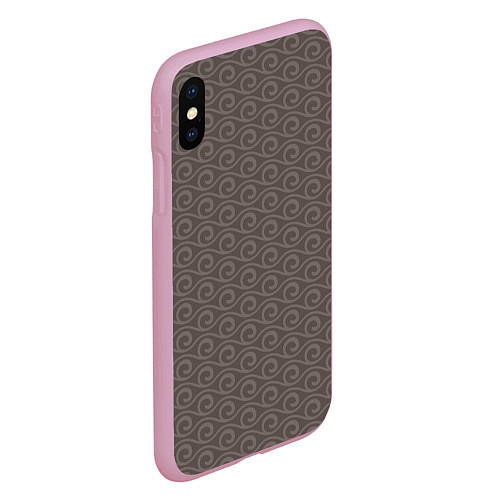 Чехол iPhone XS Max матовый Серые волны узоры / 3D-Розовый – фото 2