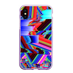 Чехол iPhone XS Max матовый Авангардный модный глитч, цвет: 3D-сиреневый