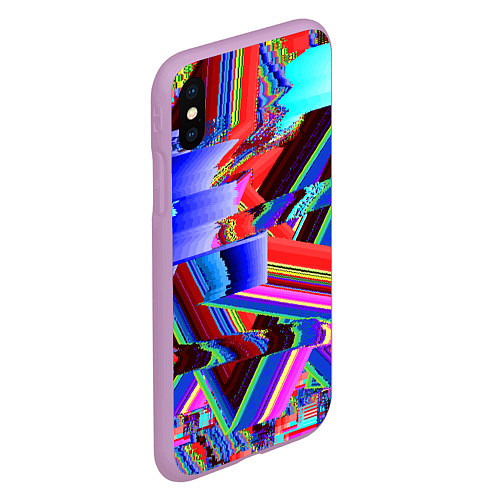 Чехол iPhone XS Max матовый Авангардный модный глитч / 3D-Сиреневый – фото 2