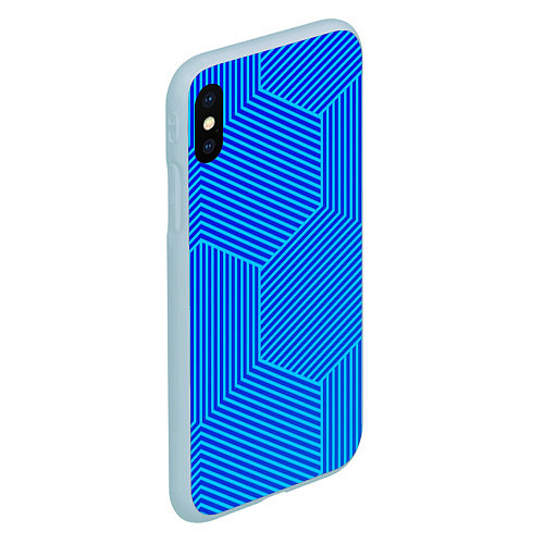 Чехол iPhone XS Max матовый Blue geometry линии / 3D-Голубой – фото 2