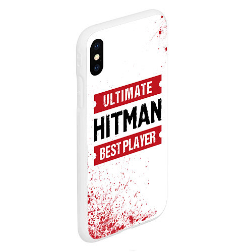 Чехол iPhone XS Max матовый Hitman: красные таблички Best Player и Ultimate / 3D-Белый – фото 2