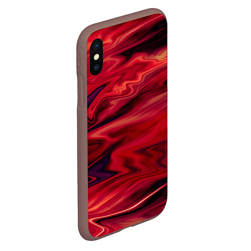 Чехол iPhone XS Max матовый Красный абстрактный модный узор / 3D-Коричневый – фото 2