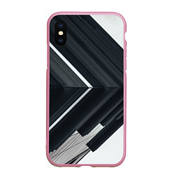 Чехол iPhone XS Max матовый Абстрактные геометрические линии - Белый, цвет: 3D-розовый