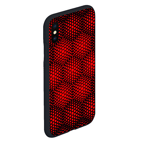 Чехол iPhone XS Max матовый Красные неоновые соты / 3D-Черный – фото 2