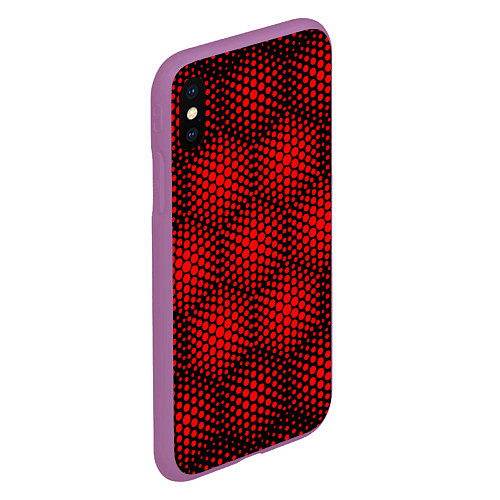 Чехол iPhone XS Max матовый Красные неоновые соты / 3D-Фиолетовый – фото 2