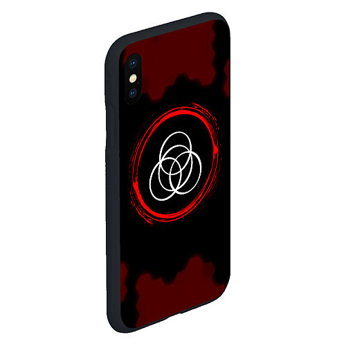 Чехол iPhone XS Max матовый Символ Elden Ring и краска вокруг на темном фоне / 3D-Черный – фото 2