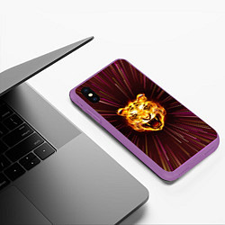 Чехол iPhone XS Max матовый Stay Wild! Tiger, цвет: 3D-фиолетовый — фото 2