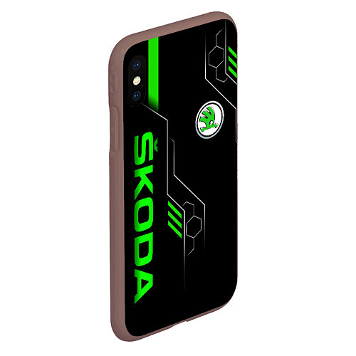 Чехол iPhone XS Max матовый SKODA - БРОНЯ БУДУЩЕГО / 3D-Коричневый – фото 2