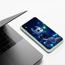 Чехол iPhone XS Max матовый Hollow Knight неоновые бабочки, цвет: 3D-салатовый — фото 2