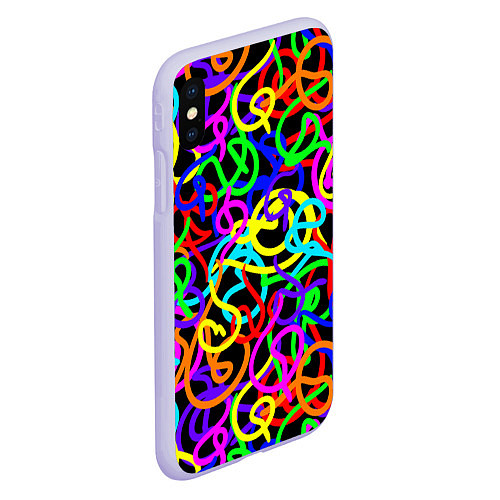 Чехол iPhone XS Max матовый Неоновый беспорядок / 3D-Светло-сиреневый – фото 2