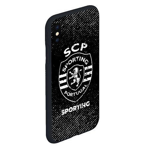 Чехол iPhone XS Max матовый Sporting с потертостями на темном фоне / 3D-Черный – фото 2