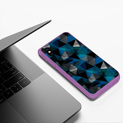 Чехол iPhone XS Max матовый Сине-черный геометрический, цвет: 3D-фиолетовый — фото 2