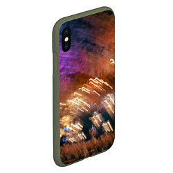 Чехол iPhone XS Max матовый Неоновые огни и краска во тьме - Оранжевый, цвет: 3D-темно-зеленый — фото 2