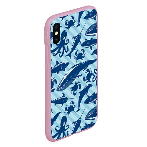 Чехол iPhone XS Max матовый Жители океанских глубин / 3D-Розовый – фото 2