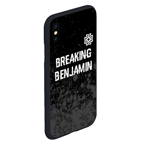 Чехол iPhone XS Max матовый Breaking Benjamin glitch на темном фоне: символ св / 3D-Черный – фото 2