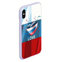 Чехол iPhone XS Max матовый Флаг России в виде сердца, цвет: 3D-светло-сиреневый — фото 2