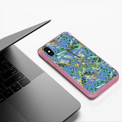 Чехол iPhone XS Max матовый Летний Фруктовый Сад С Цветами, цвет: 3D-малиновый — фото 2