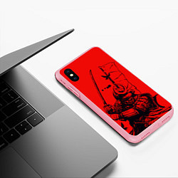 Чехол iPhone XS Max матовый Самурай на красном фоне, цвет: 3D-баблгам — фото 2