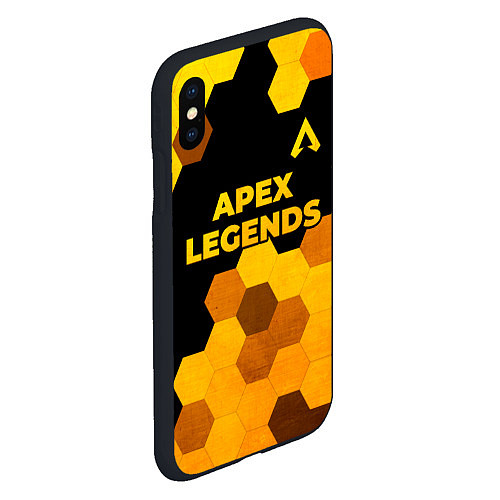 Чехол iPhone XS Max матовый Apex Legends - gold gradient: символ сверху / 3D-Черный – фото 2