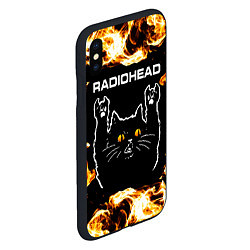 Чехол iPhone XS Max матовый Radiohead рок кот и огонь, цвет: 3D-черный — фото 2