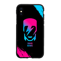 Чехол iPhone XS Max матовый David Bowie - neon gradient, цвет: 3D-черный