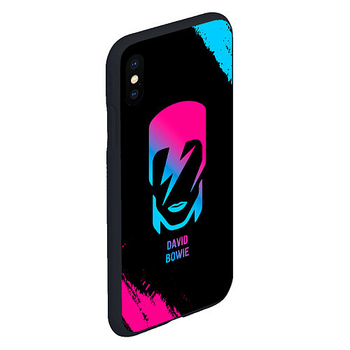 Чехол iPhone XS Max матовый David Bowie - neon gradient / 3D-Черный – фото 2