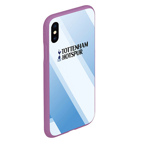 Чехол iPhone XS Max матовый Tottenham hotspur Голубые полосы / 3D-Фиолетовый – фото 2