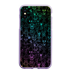 Чехол iPhone XS Max матовый Персонажи из разных игр неон, цвет: 3D-светло-сиреневый