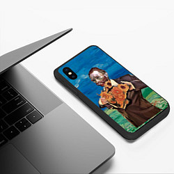 Чехол iPhone XS Max матовый Ван Гог портрет с Подсолнухами, цвет: 3D-черный — фото 2