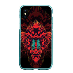Чехол iPhone XS Max матовый Красная обезьяна, цвет: 3D-мятный