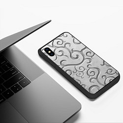 Чехол iPhone XS Max матовый Ажурный орнамент на поверхности металла, цвет: 3D-черный — фото 2