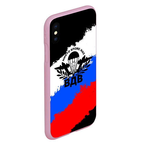 Чехол iPhone XS Max матовый ВДВ - герб и триколор / 3D-Розовый – фото 2