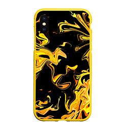 Чехол iPhone XS Max матовый Огненная лава флюид, цвет: 3D-желтый