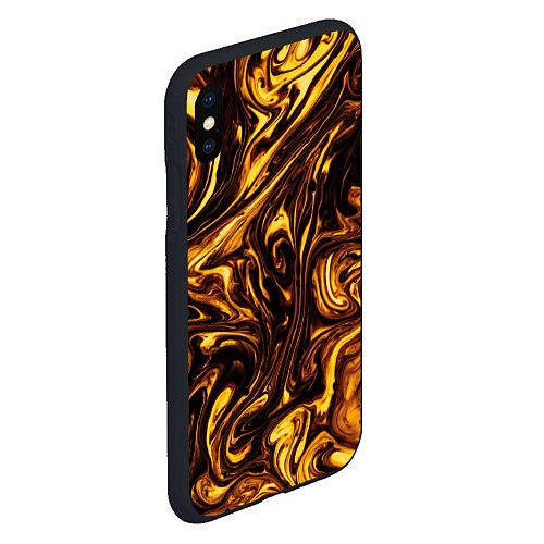 Чехол iPhone XS Max матовый Жидкое золото текстура / 3D-Черный – фото 2