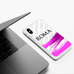 Чехол iPhone XS Max матовый Roma pro football: символ сверху, цвет: 3D-белый — фото 2